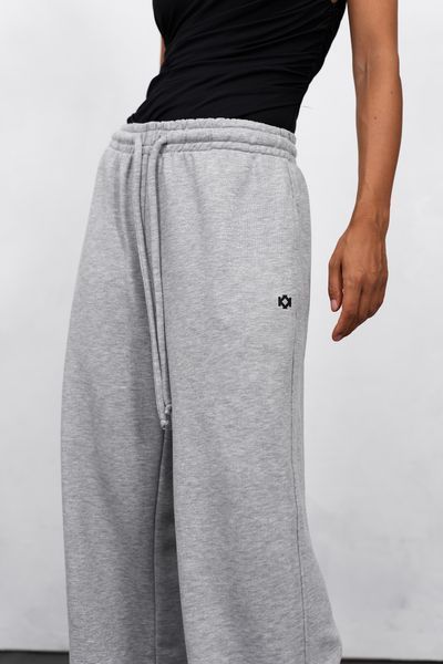Спортивні палаццо з затяжками сірий меланж, XL-2XL (110см) sportyvni-palatstso-z-zatiazhkamy-siryi-melanzh-xl-2xl-110sm/ фото