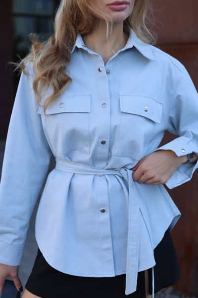 Сорочка Denim з поясом з блакитна, 4ХL  SHIRT-DENIM-BLUE-4xL фото