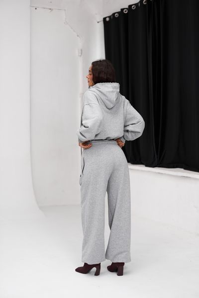 Костюм зіп-овер на затяжках і палаццо сірий меланж, XL-2XL(110см) kostium-zip-over-na-zatiazhkakh-i-palatstso-siryi-melanzh-xl-2xl110sm фото