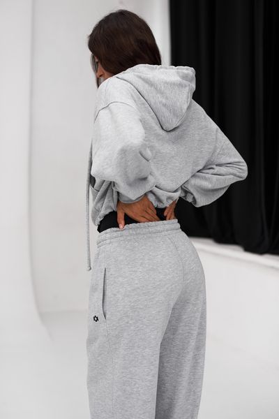 Костюм зіп-овер на затяжках і палаццо сірий меланж, XL-2XL(110см) kostium-zip-over-na-zatiazhkakh-i-palatstso-siryi-melanzh-xl-2xl110sm фото