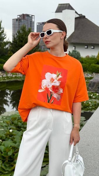 Футболка Fleur помаранчева з лілією, M-L SHIRT-FLEUR-LILY-M/L фото
