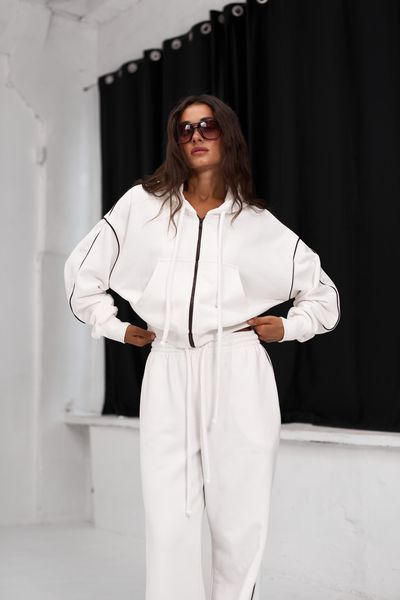 Зіп-худі  молочна з коричневими кантами, XL-2XL zip-khudi-molochna-z-korychnevymy-kantamy-xl-2xl фото