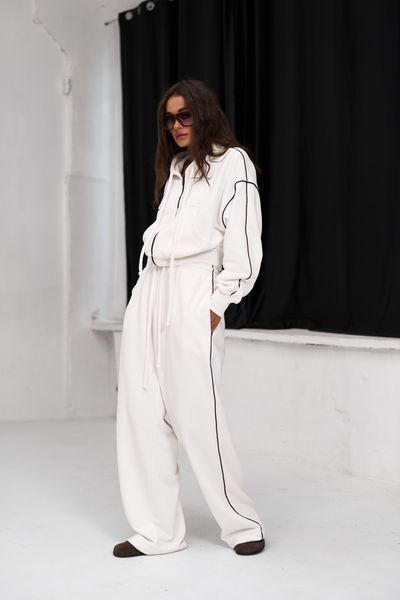 Зіп-худі  молочна з коричневими кантами, XL-2XL zip-khudi-molochna-z-korychnevymy-kantamy-xl-2xl фото