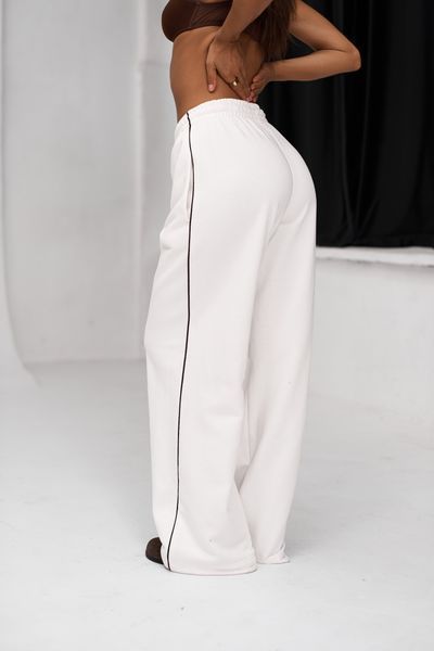 Палаццо молочні з коричневими кантами, XL-2XL (110см) palatstso-molochni-z-korychnevymy-kantamy-xl-2xl-110sm фото