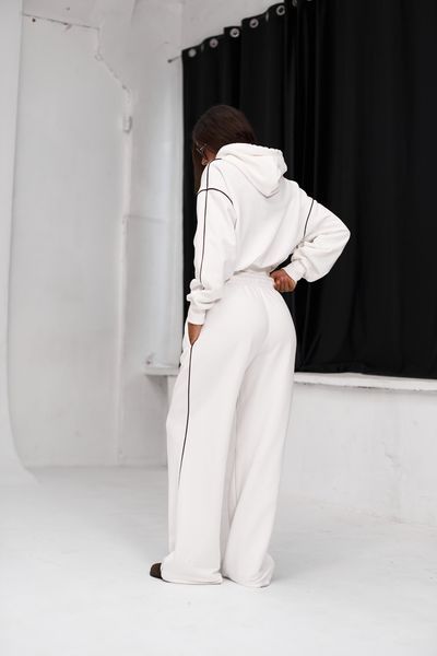 Палаццо молочні з коричневими кантами, XL-2XL (110см) palatstso-molochni-z-korychnevymy-kantamy-xl-2xl-110sm фото