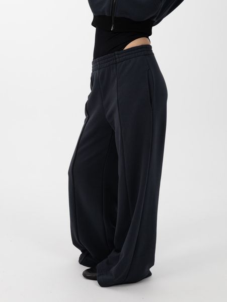 Костюм графіт з чорним, бомбер і палаццо, XL-2XL (110) hrafit-z-chornym-korotka-zipka-na-manzheti-i-palatstso-xl-2xl-110 фото