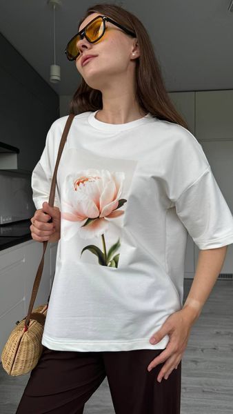 Футболка Fleur молочна, M-L SHIRT-FLEUR-MILK-M/L фото