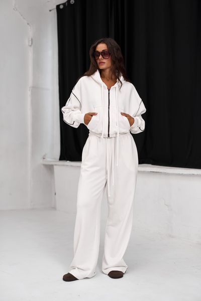Костюм молочний з коричневими кантами, XL-2XL110см) kostium-molochnyi-z-korychnevymy-kantamy-xl-2xl110sm фото