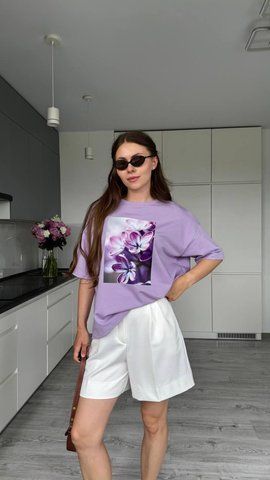 Футболка Fleur фіолетова, XL-2XL SHIRT-FLEUR-VIOLET-XL/2XL фото