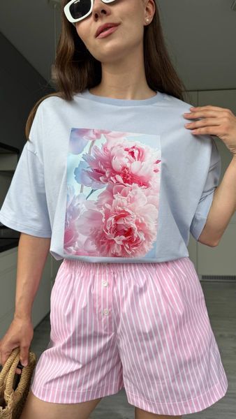 Футболка Fleur блакитна, M-L SHIRT-FLEUR-BLUE-M/L фото