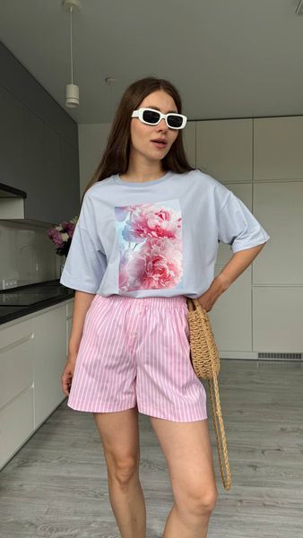 Футболка Fleur блакитна, M-L SHIRT-FLEUR-BLUE-M/L фото