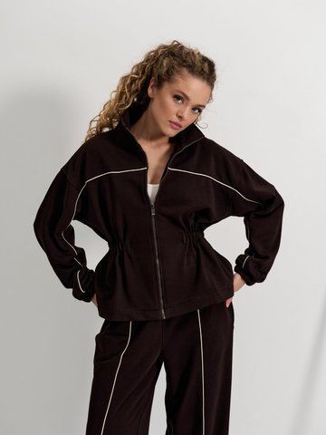 Кофта з акцентними кантами коричнева kofta-z-aktsentnymy-kantamy-korychneva-xl-2xl фото