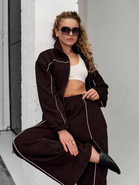Кофта з акцентними кантами коричнева kofta-z-aktsentnymy-kantamy-korychneva-xl-2xl фото