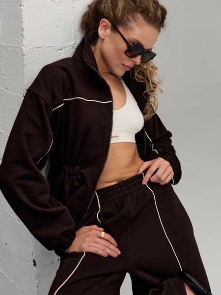 Кофта з акцентними кантами коричнева kofta-z-aktsentnymy-kantamy-korychneva-xl-2xl фото