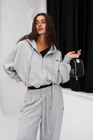 Кофта-зіп на затяжниках сірий меланж, XL-2XL kofta-zip-na-zatiazhnykakh-siryi-melanzh-xl-2xl фото